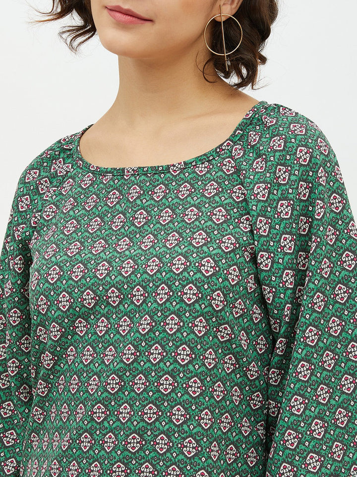 Women's Green Printed Top - StyleStone