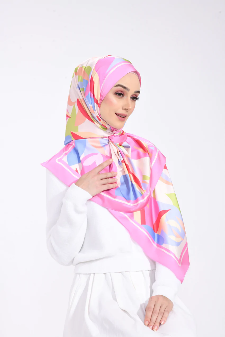 Women's Pink Soft Smoothy Silk Hijab
