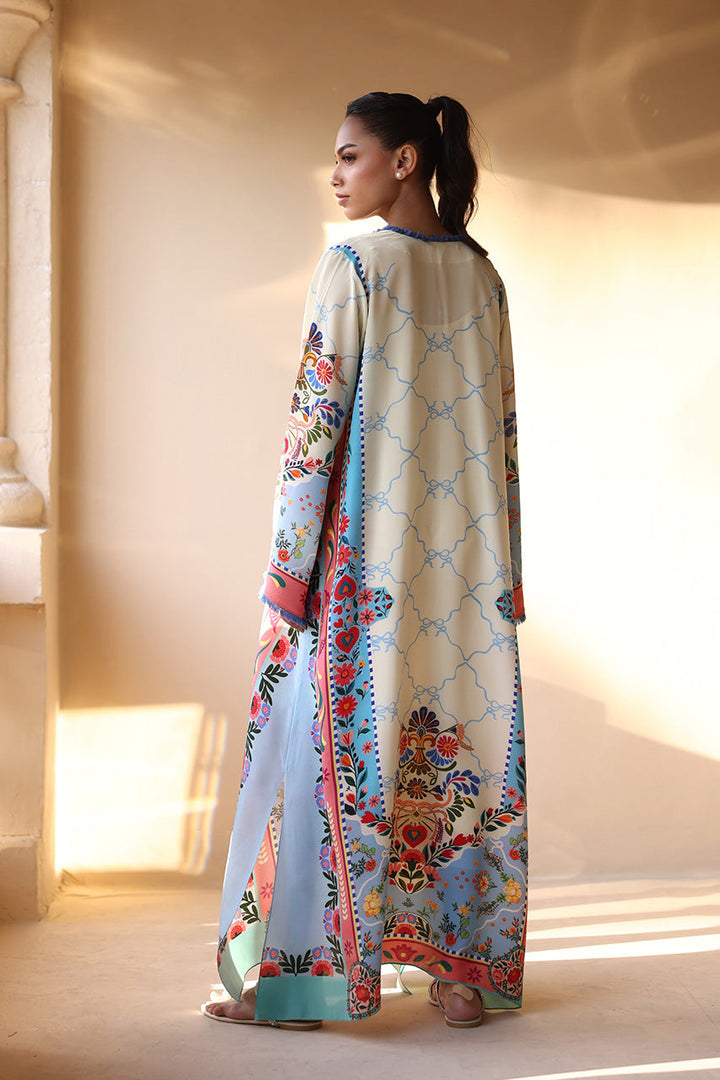 Women's White Premium Soft Crepe Floral Print Kaftan