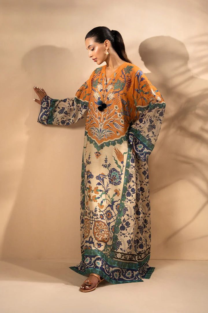 Women's Multi Color Silk Floral Print Kaftan
