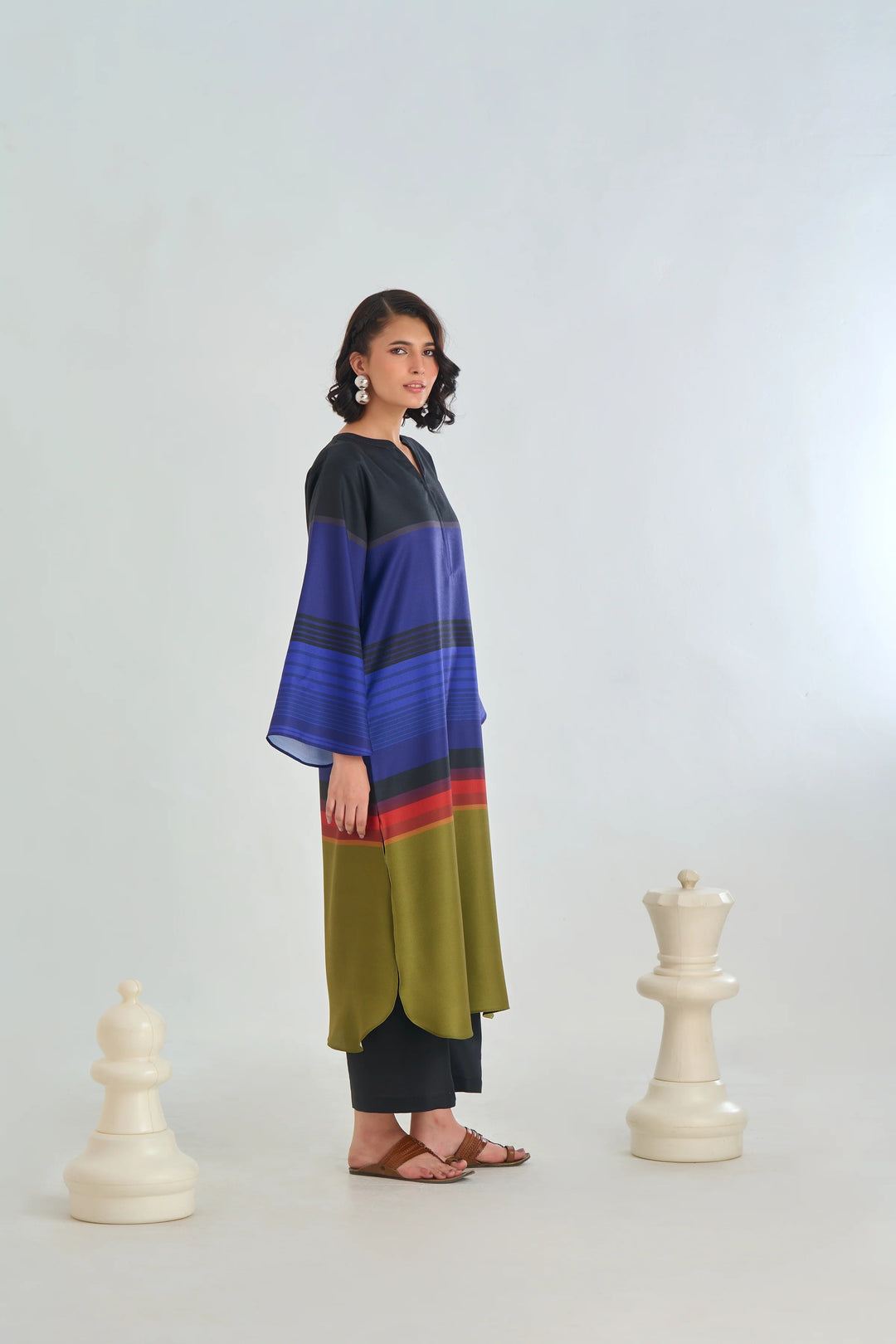 Women's Multi color Midnight Spectrum Straight Kurta Set