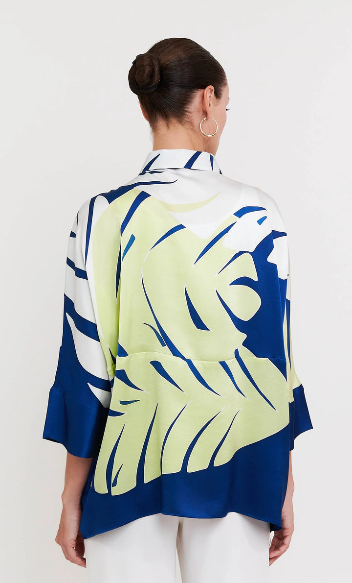 Women's Multi Color Roman Silk Blend Printed Top - BlackBeads