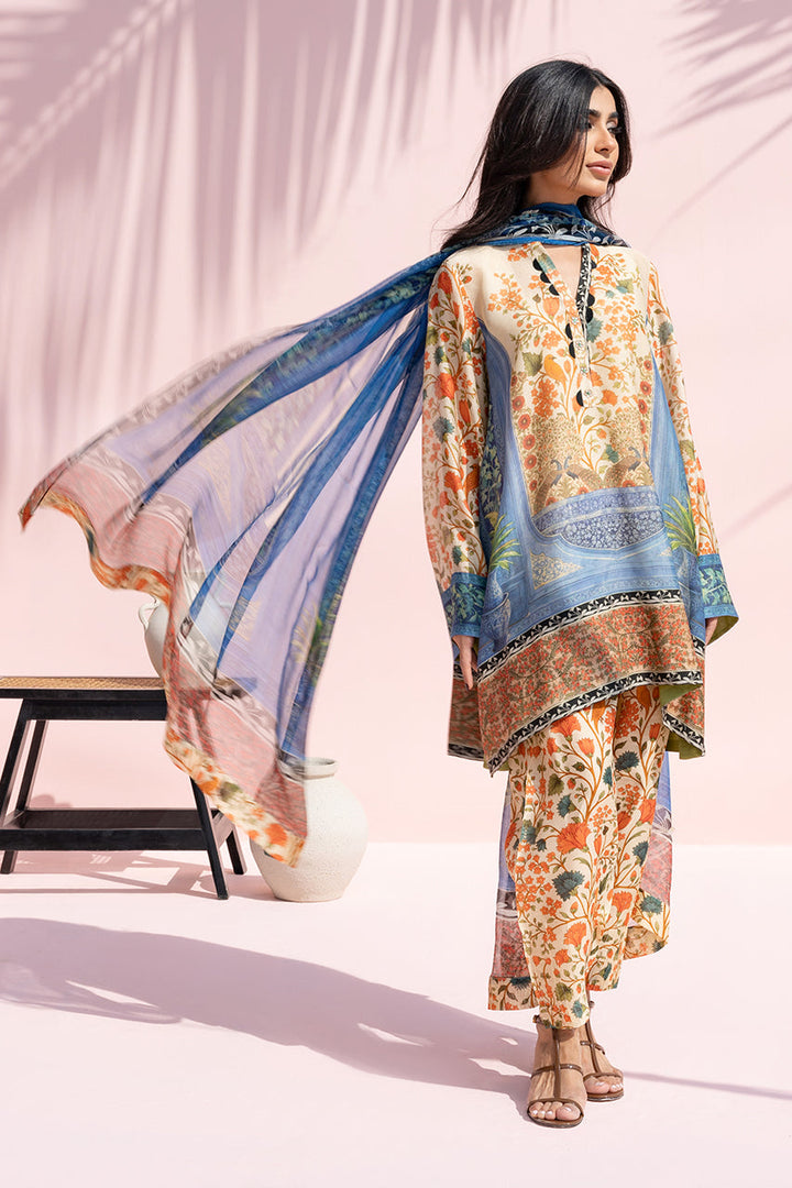 Women's Multi color Printed Cotton Net Kurti with Silk Salwar & Chiffon Dupatta