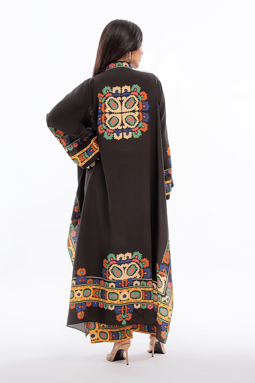 Women's Brown French Moss Floral Print Kaftan Set