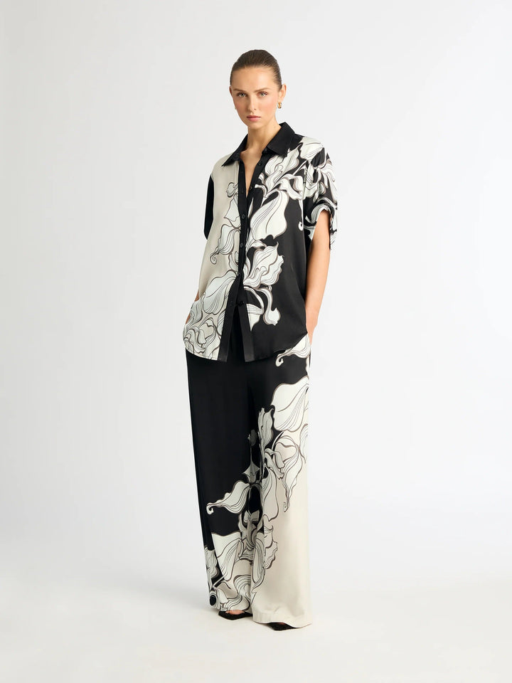 Women's Black Soft BSY Crepe Printed Co-Ord Sets - BlackBeads