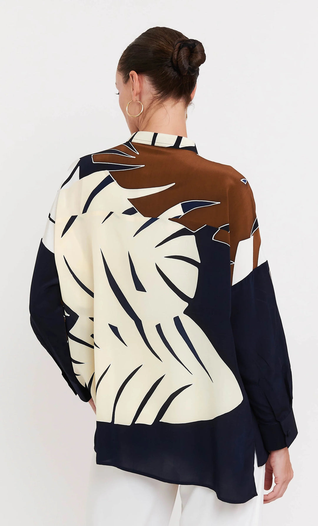 Women's Multi Color Roman Silk Blend Floral Print Top - BlackBeads