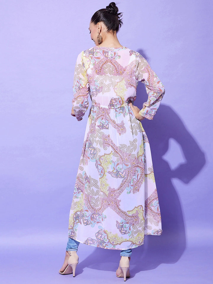 Women's White Paisley Long Shrug - StyleStone