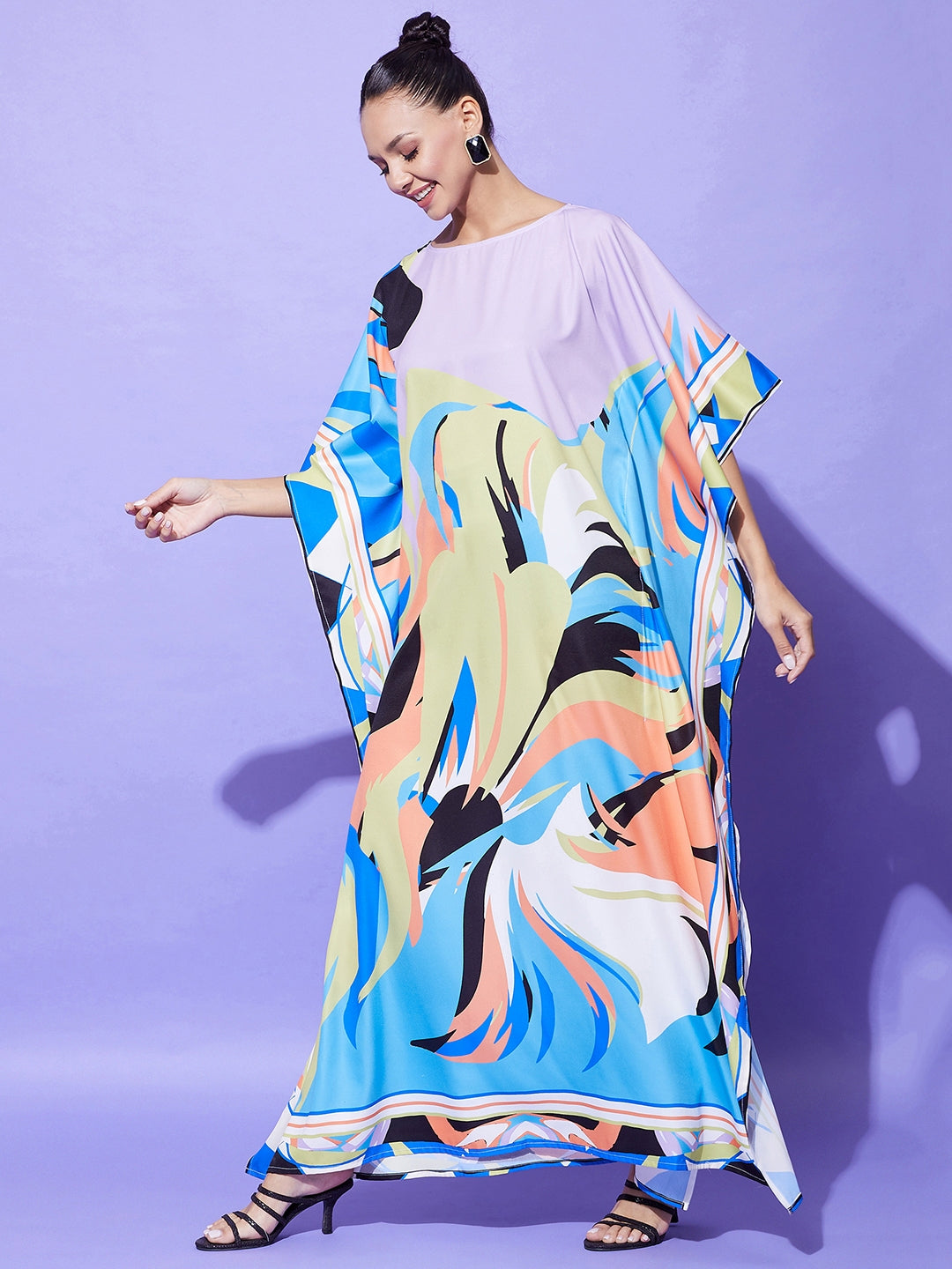 Women's Printed Satin Kaftan - StyleStone