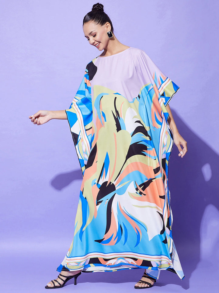Women's Printed Satin Kaftan - StyleStone