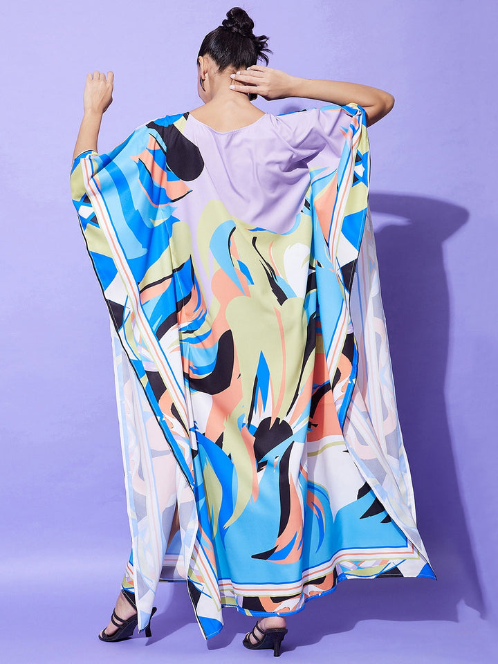 Women's Printed Satin Kaftan - StyleStone