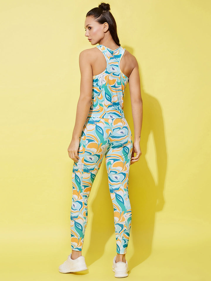 Women's Multi Colored Printed Gym Wear Set - StyleStone