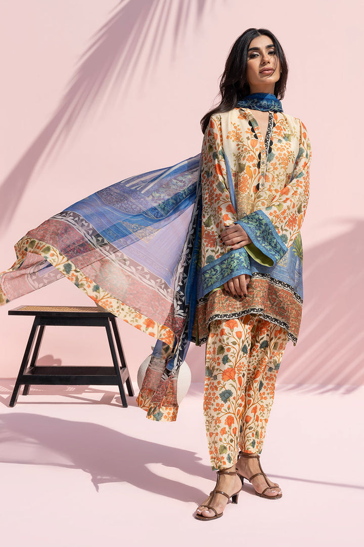 Women's Multi color Printed Cotton Net Kurti with Silk Salwar & Chiffon Dupatta