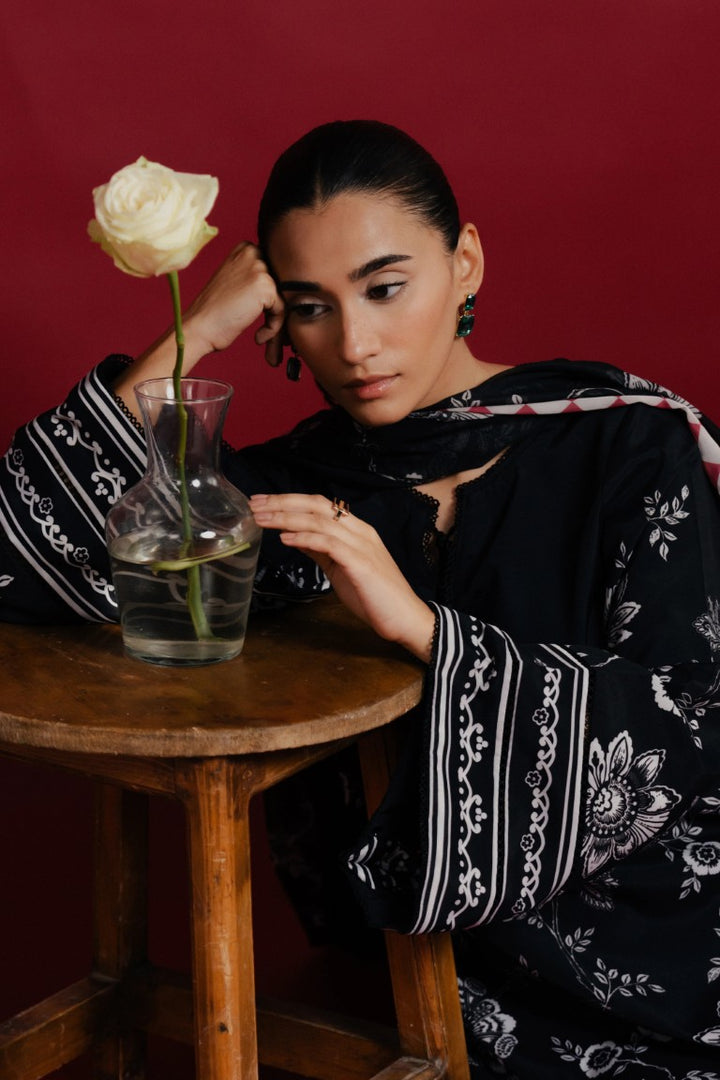 Women's Black Premium Soft Crepe Floral Printed Kaftan Set