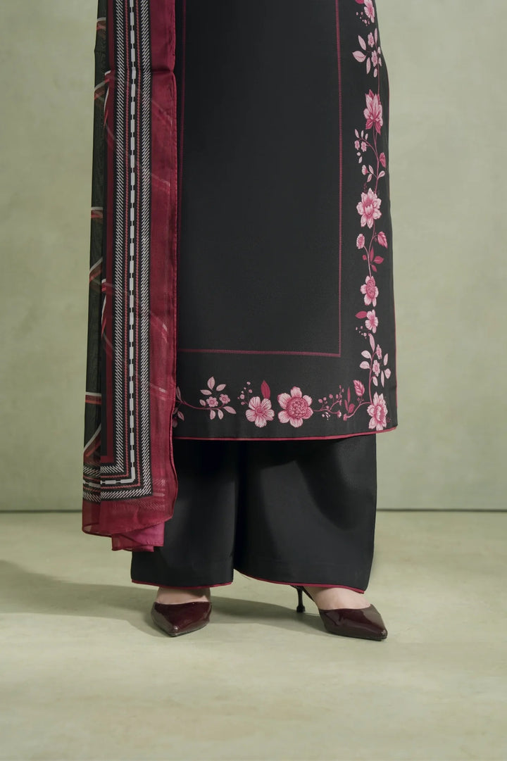 Women's Black Premium Soft Crepe Floral Print Kurta Set