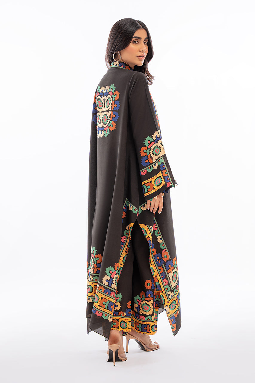 Women's Brown French Moss Floral Print Kaftan Set