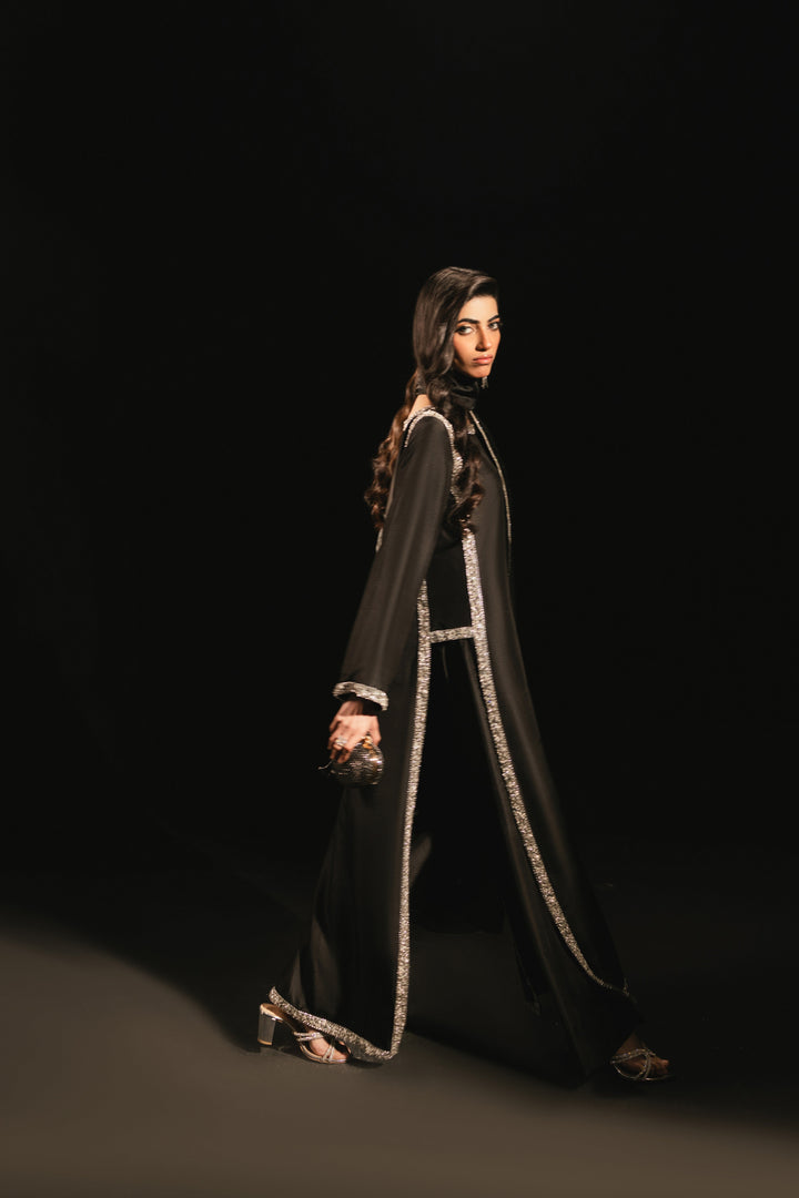 women's Black Embroidered Salwar Suit with Dupatta