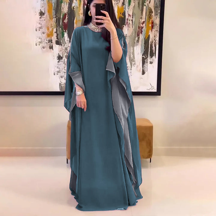 Women's Marine 2 Layer Georgette Chiffon Drapped Sleeves Kaftan