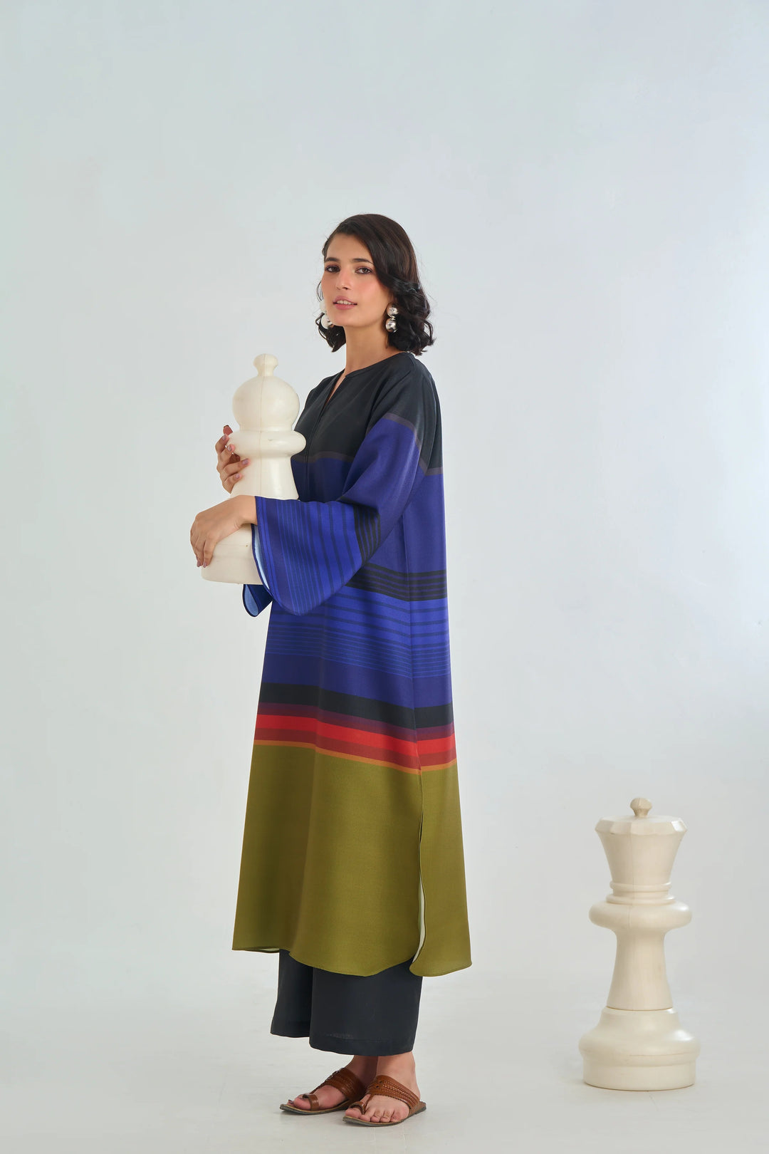Women's Multi color Midnight Spectrum Straight Kurta Set