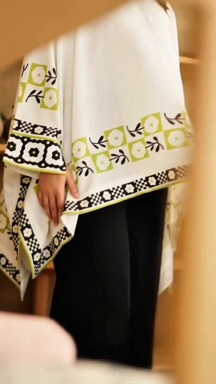 Women's Black Premium Matty Printed Kaftan Set