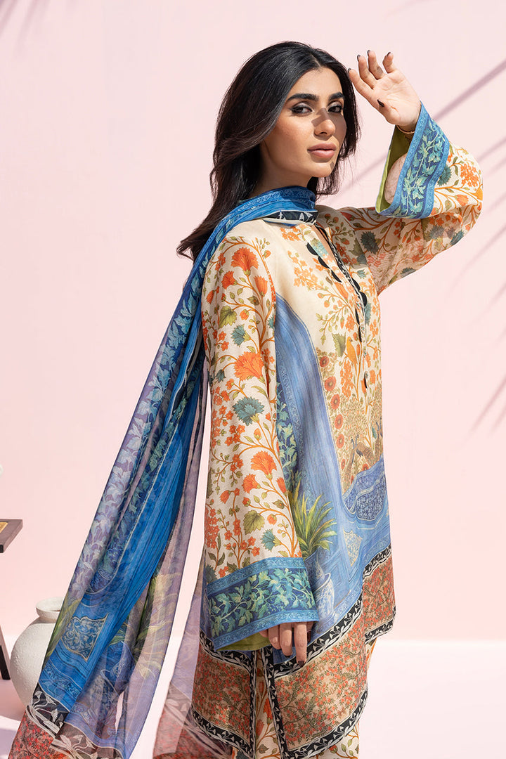 Women's Multi color Printed Cotton Net Kurti with Silk Salwar & Chiffon Dupatta
