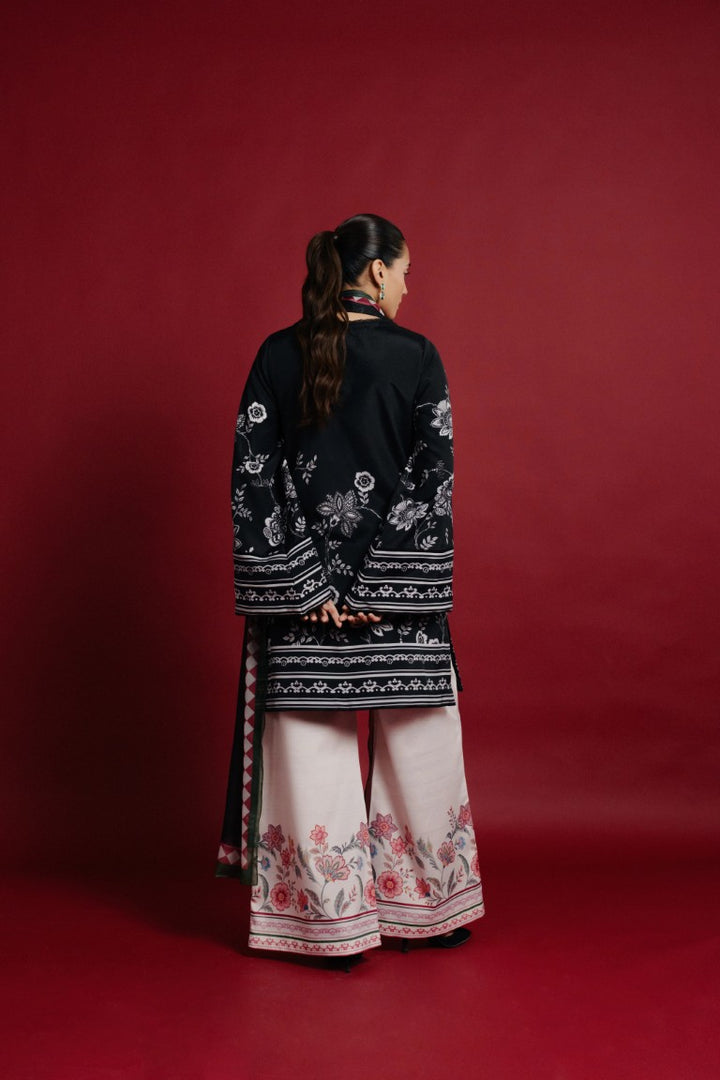 Women's Black Premium Soft Crepe Floral Printed Kaftan Set