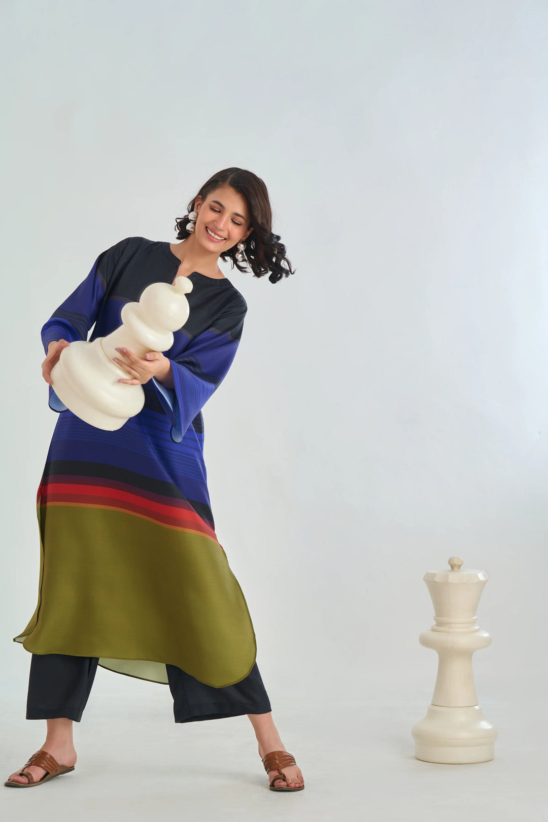 Women's Multi color Midnight Spectrum Straight Kurta Set
