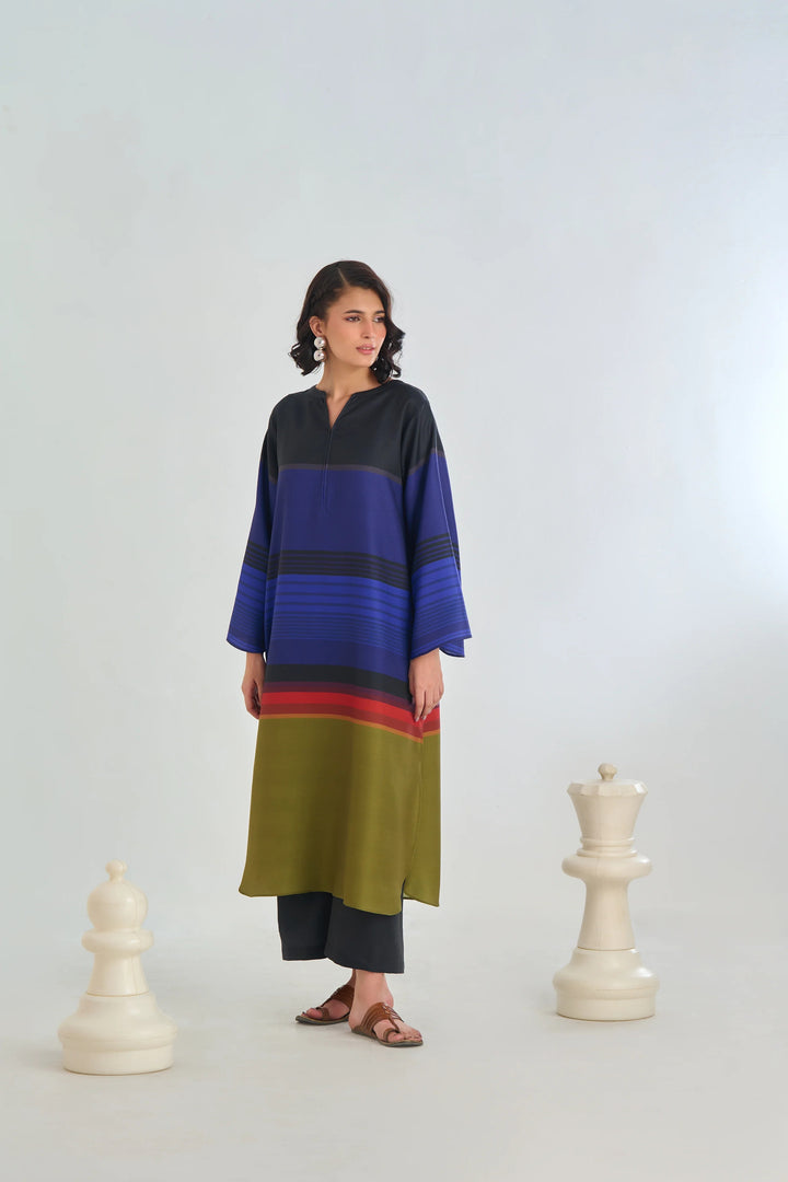 Women's Multi color Midnight Spectrum Straight Kurta Set