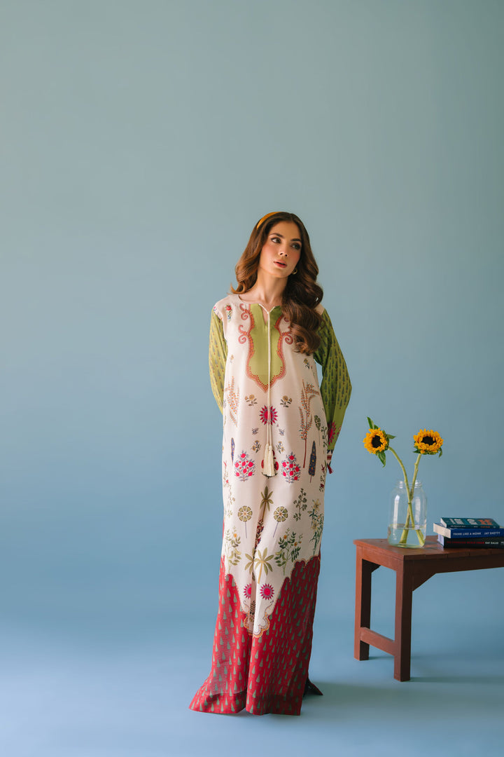 Women's Multi Color Cotton Floral Print Kaftan Set