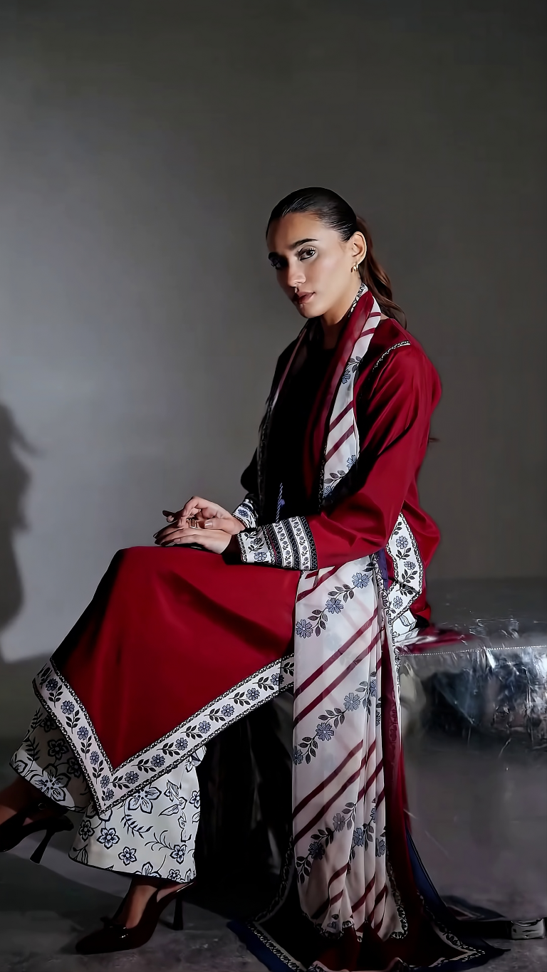 Women's Maroon Premium Soft Crepe Lace Work Kurta Set
