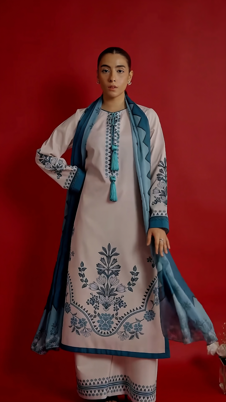 Women's Beige Premium Soft Crepe Floral Printed Kurta Set