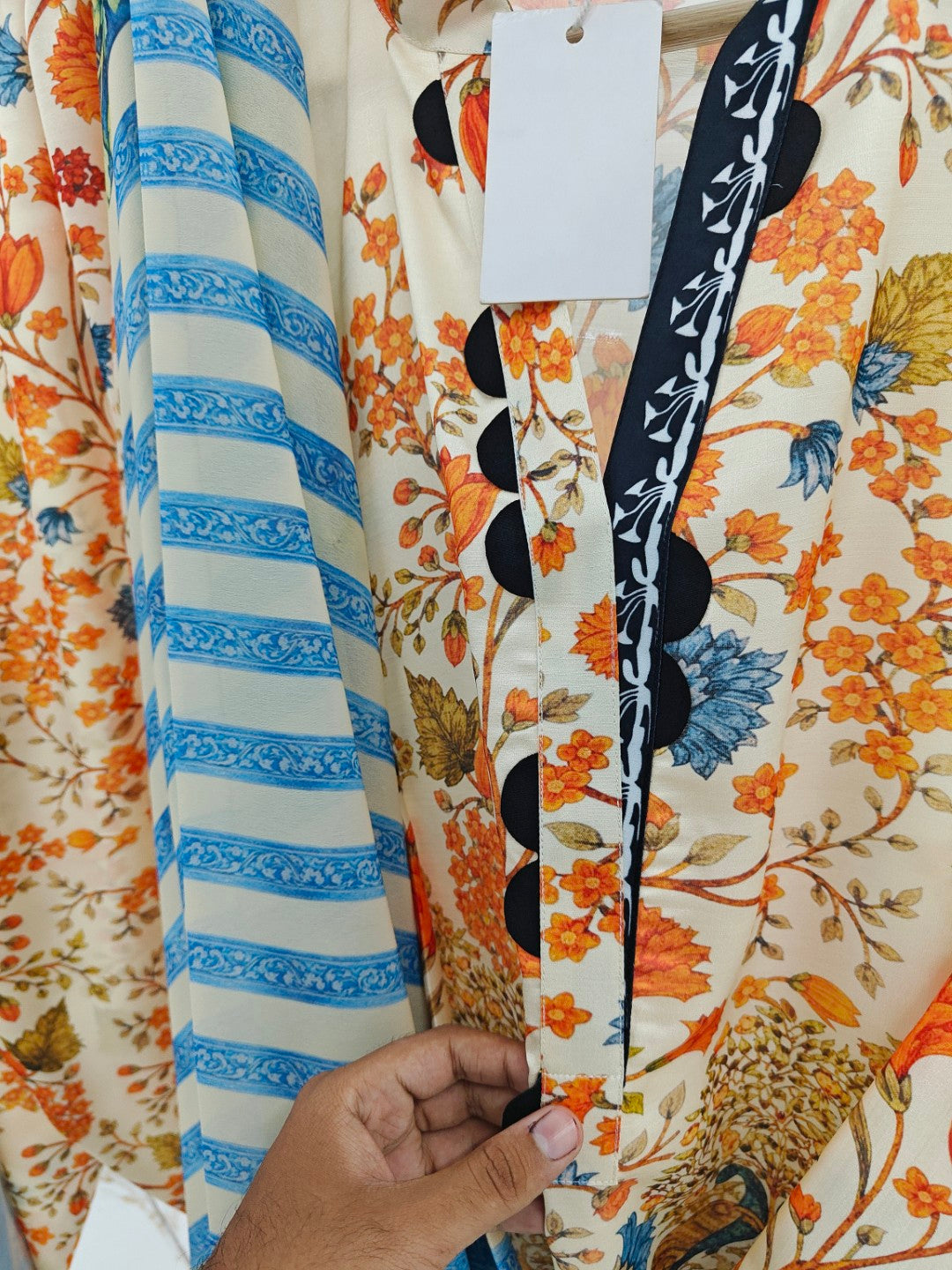 Women's Multi color Printed Cotton Net Kurti with Silk Salwar & Chiffon Dupatta