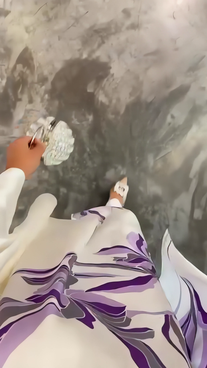 Women's White Satin Silk Floral Print Kaftan Set