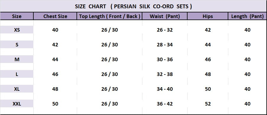 Women's Multi Color Persian Silk Co-Ord Sets - BlackBeads