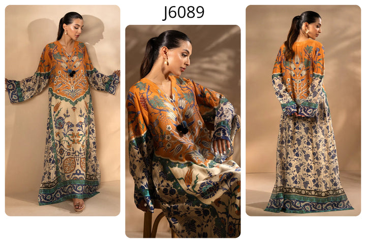 Women's Multi Color Silk Floral Print Kaftan