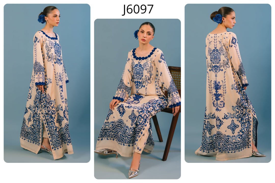 Women's Cream Cotton Floral Print Kaftan Set