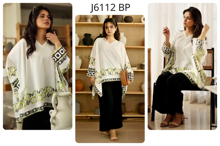 Women's Black Premium Matty Printed Kaftan Set
