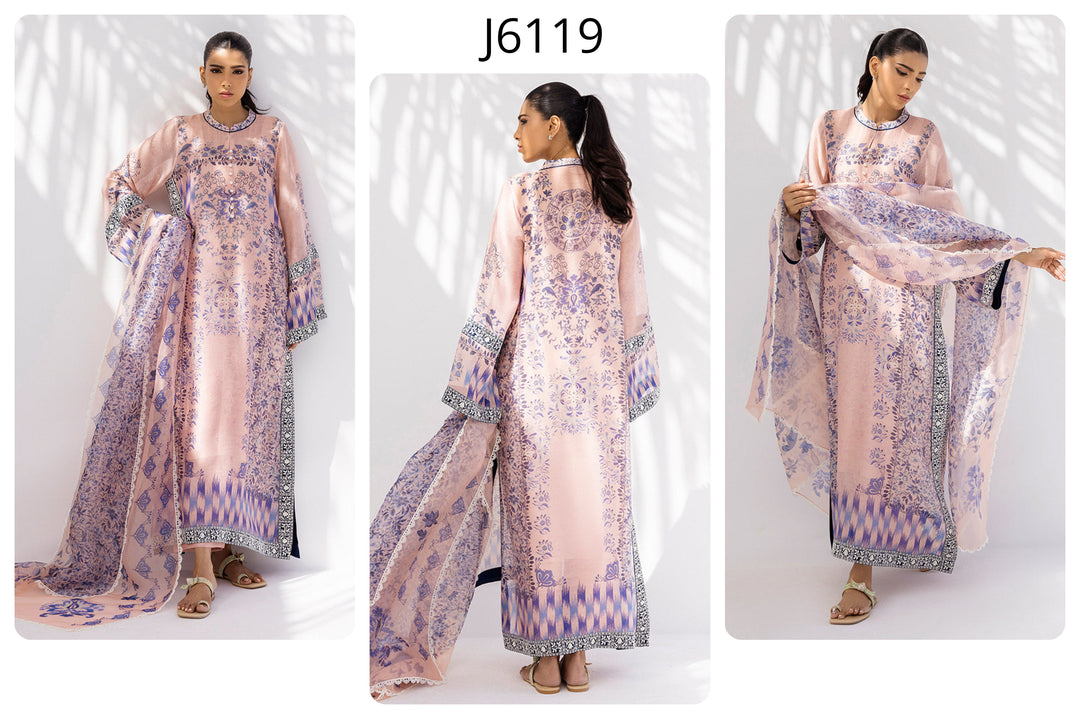 Women's Peach Georgette Double Layer Heavy Lace Work Kaftan Set