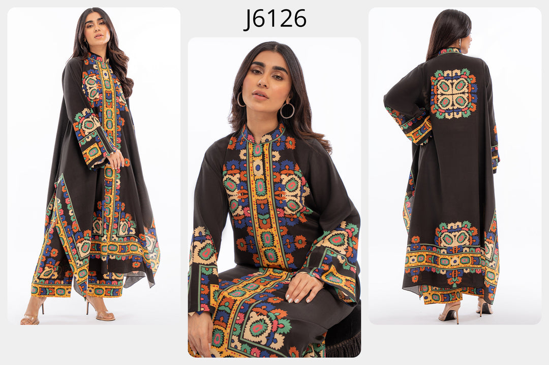 Women's Brown French Moss Floral Print Kaftan Set