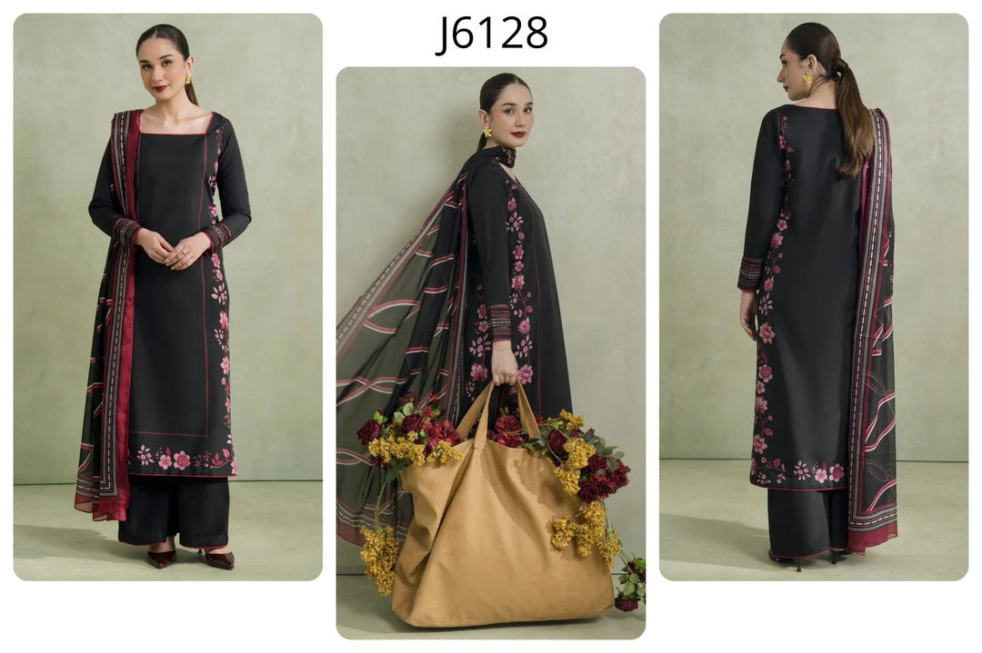 Women's Black Premium Soft Crepe Floral Print Kurta Set