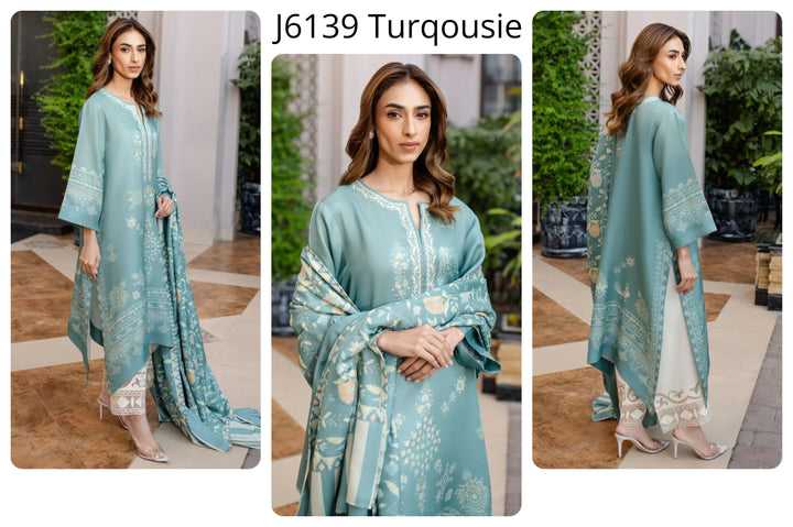 Women's Turquoise Cotton Satin Blend
Mint Silk Scarf Floral Print Kaftan Set