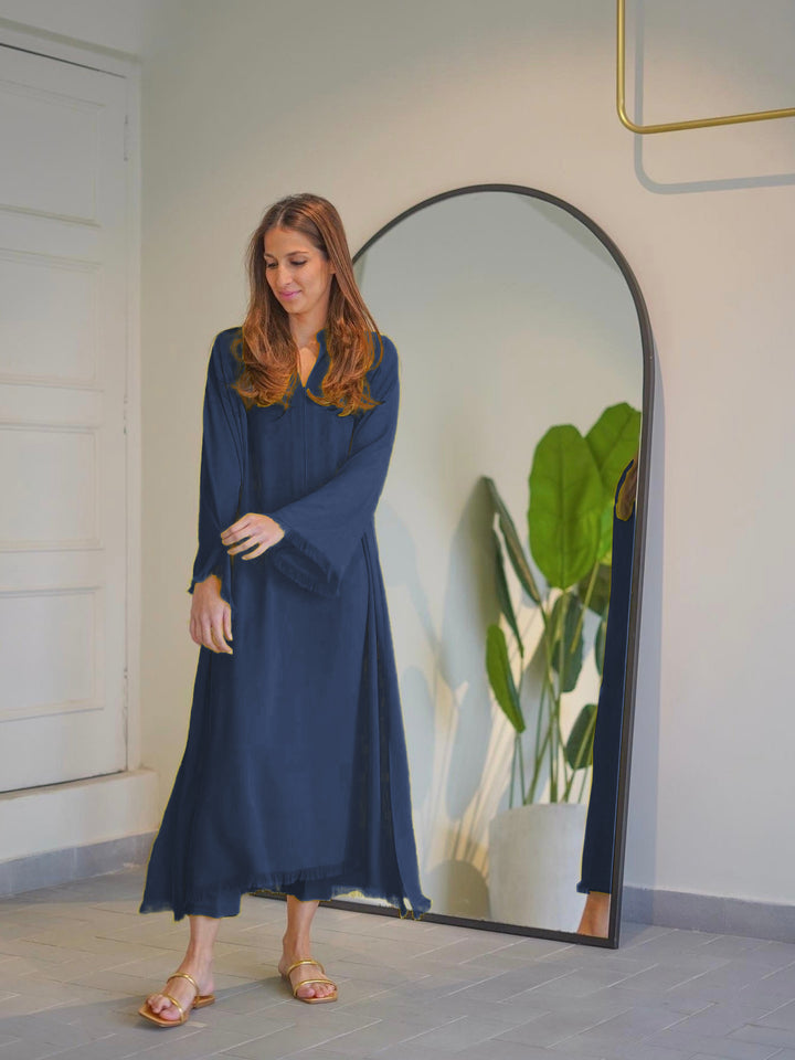 Women's Blue Signature Crepe Plain Dresses