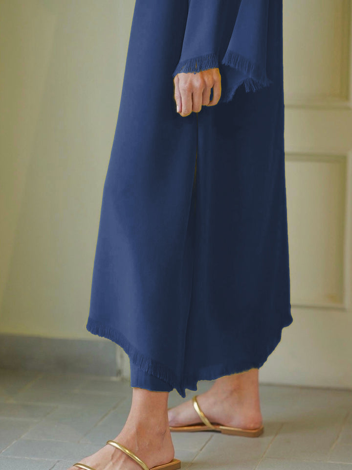 Women's Blue Signature Crepe Plain Dresses