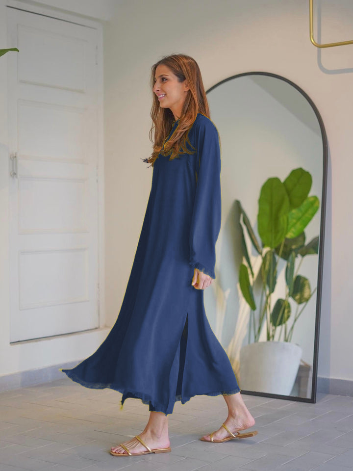 Women's Blue Signature Crepe Plain Dresses
