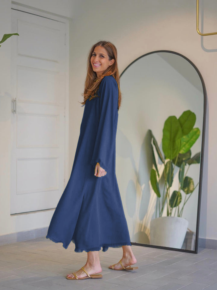 Women's Blue Signature Crepe Plain Dresses