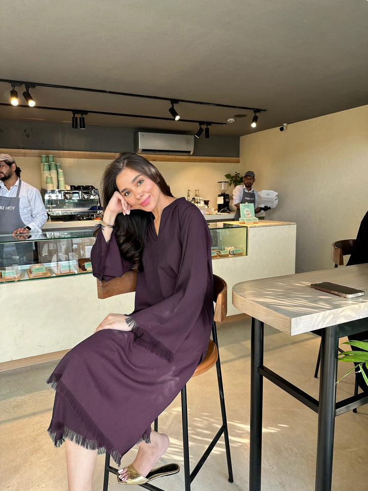 Women's Wine Karandi 3 Tired 100% Viscose Silk Plain Co-Ord Sets