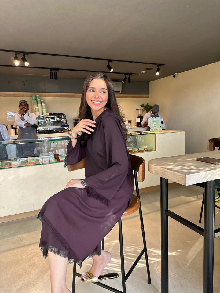 Women's Wine Karandi 3 Tired 100% Viscose Silk Plain Co-Ord Sets