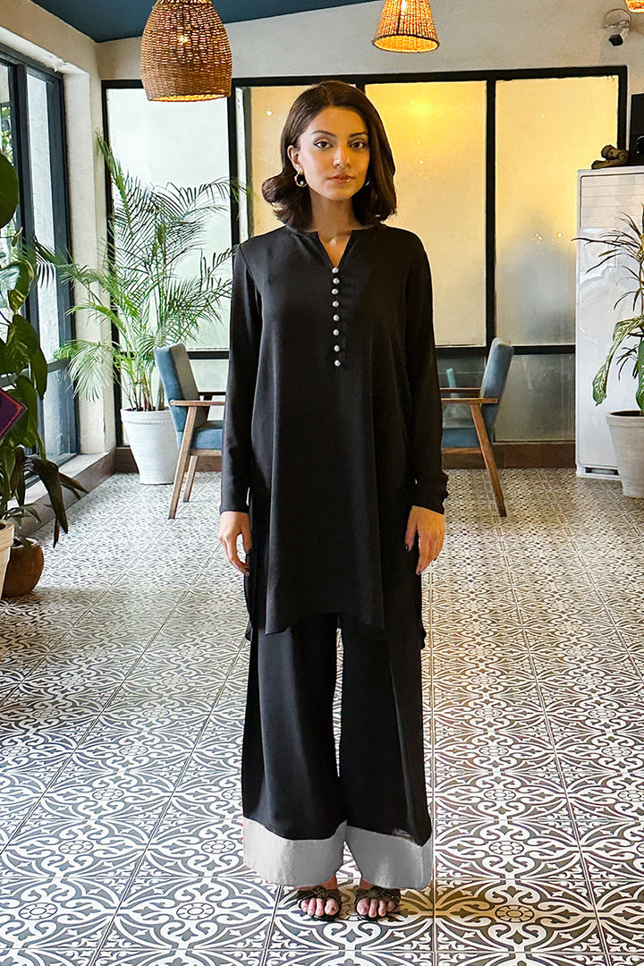 Women's Grey Signature Crepe Plain Co-Ord Sets