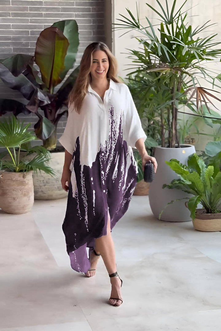 Women's Purple Butter Crepe Printed Kaftans - BlackBeads