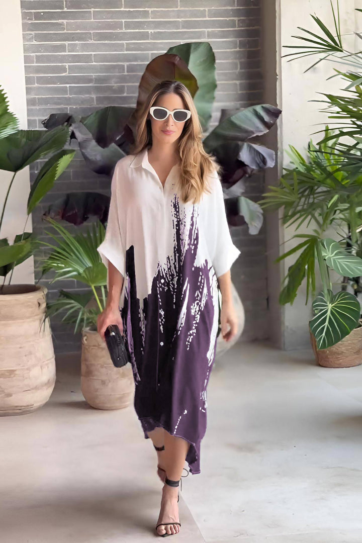 Women's Purple Butter Crepe Printed Kaftans - BlackBeads