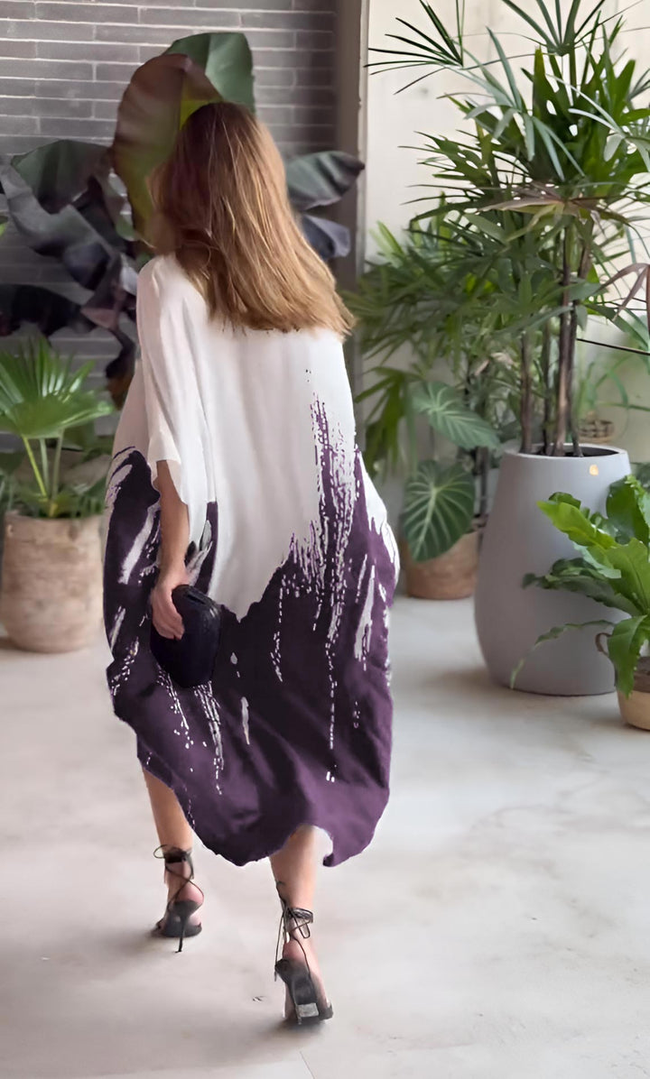 Women's Purple Butter Crepe Printed Kaftans - BlackBeads